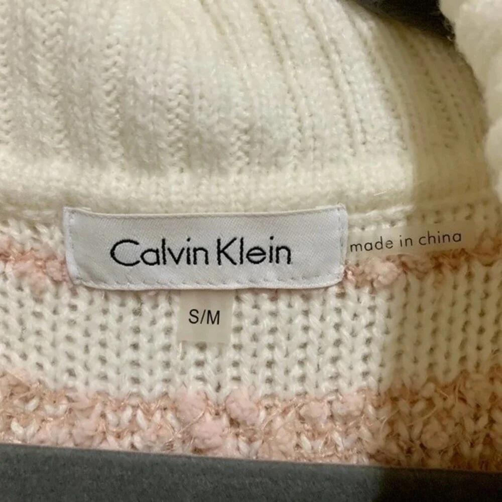 Calvin Klein pink sweater Women long sleeve cowl neckline knit sweater size S/M